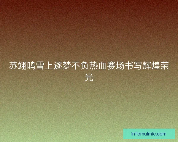 苏翊鸣雪上逐梦不负热血赛场书写辉煌荣光 苏翊鸣雪上逐梦不负热血赛场书写辉煌荣光