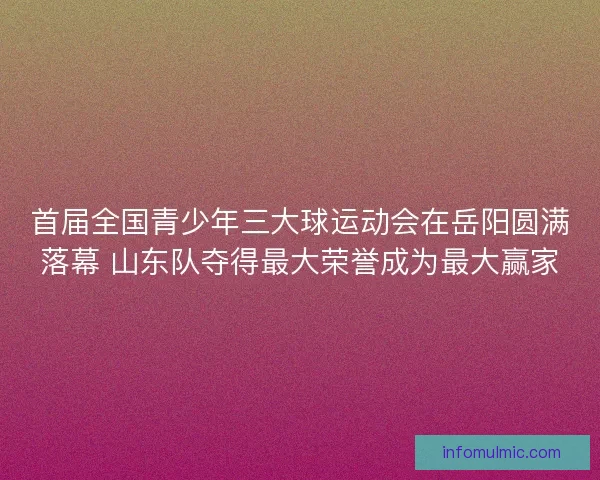 首届全国青少年三大球运动会在岳阳圆满落幕 山东队夺得最大荣誉成为最大赢家