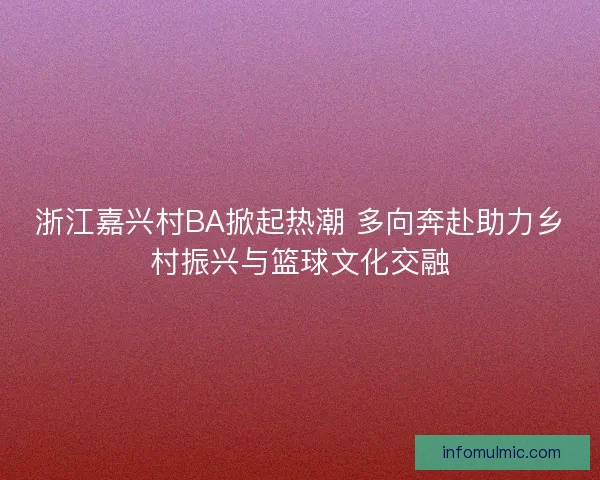 浙江嘉兴村BA掀起热潮 多向奔赴助力乡村振兴与篮球文化交融 浙江嘉兴村BA掀起热潮 多向奔赴助力乡村振兴与篮球文化交融